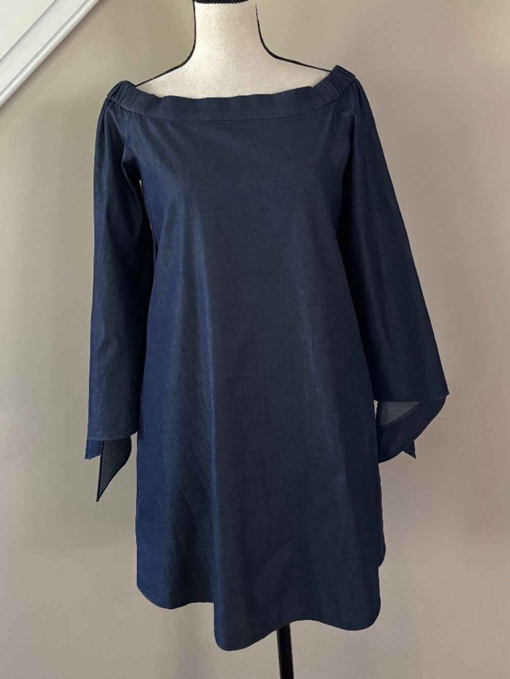 Tibi Chambray Off Shoulder Mini Dress Size 2 Like New